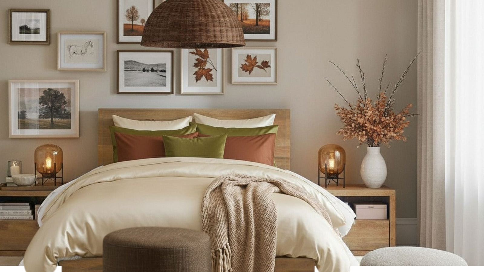 silk sheets in a beautiful fall cottage core thmed room