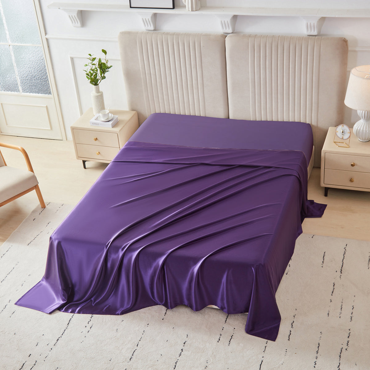 22 Momme Silk Flat Sheet - Plum