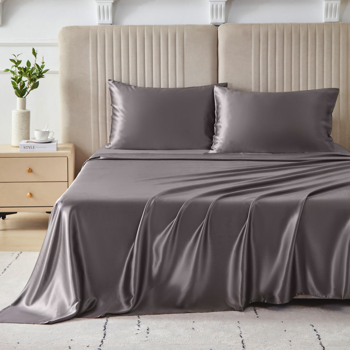 22 Momme Silk Sheet Set - Gunmetal