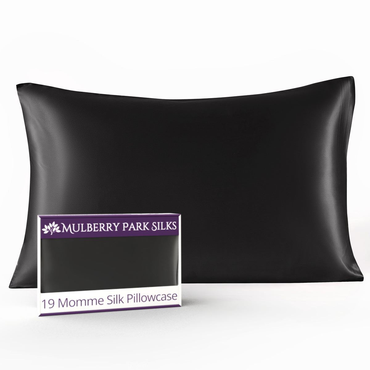 Black 19 Momme 100% Silk Pillowcase by Mulberry Park Silks with luxurious, smooth feel