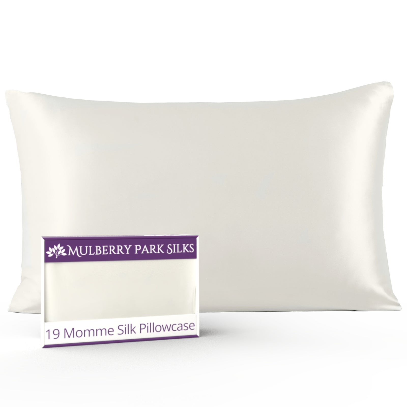 Ivory 19 Momme 100% Silk Pillowcase by Mulberry Park Silks with luxurious, smooth feel