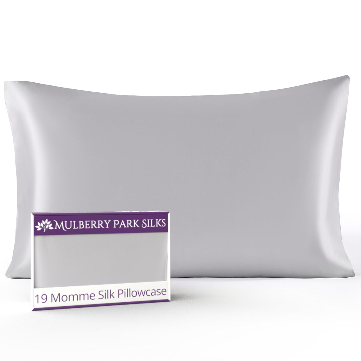 Silver 19 Momme 100% Silk Pillowcase by Mulberry Park Silks with luxurious, smooth feel