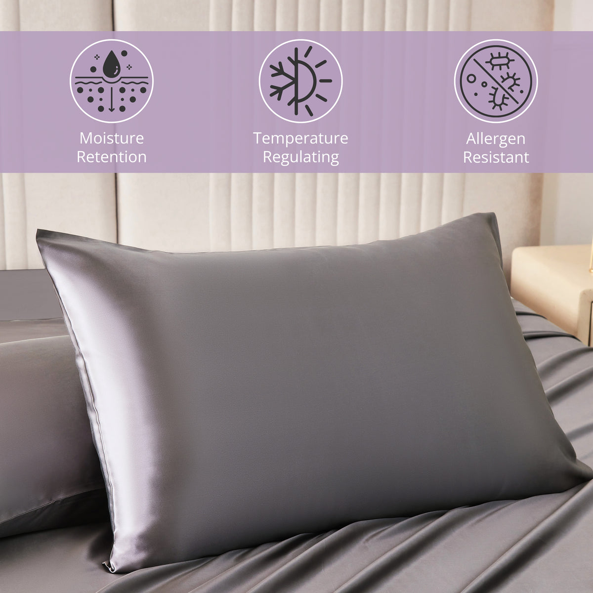 30 Momme Silk Pillowcase - Gunmetal