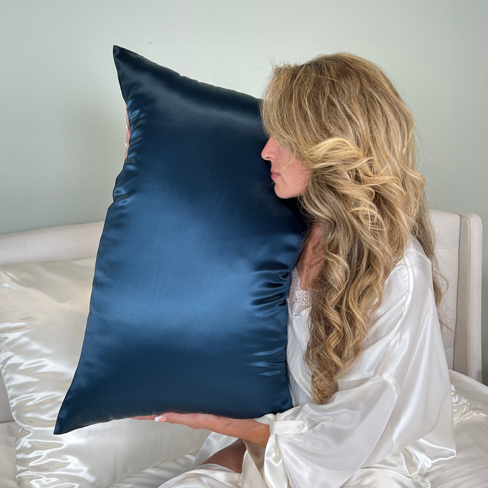 Deep Sea 22 Momme 100% Silk Pillowcase by Mulberry Park Silks with luxurious, Smooth Feel