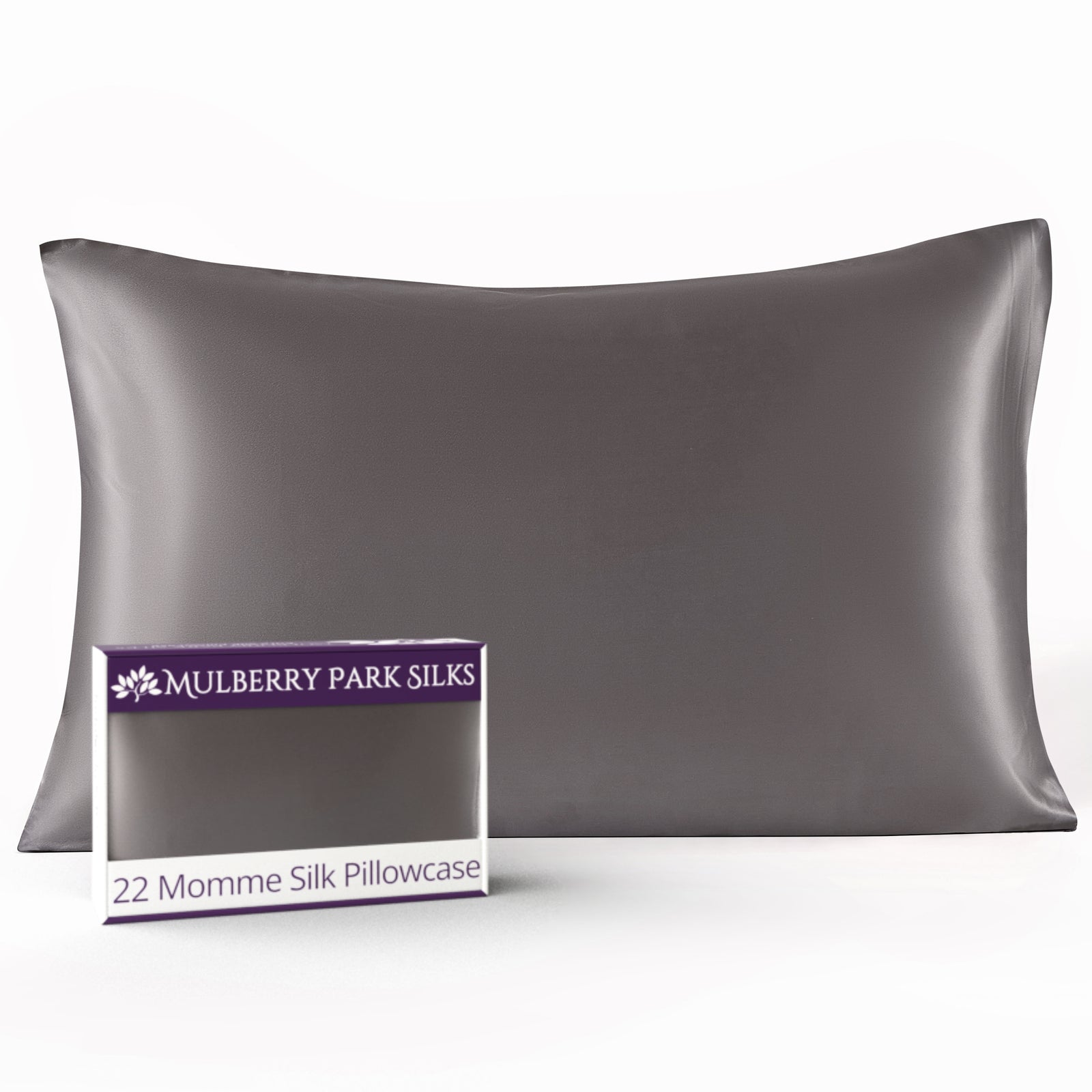 Gunmetal 22 Momme 100% Silk Pillowcase by Mulberry Park Silks with luxurious, Smooth Feel