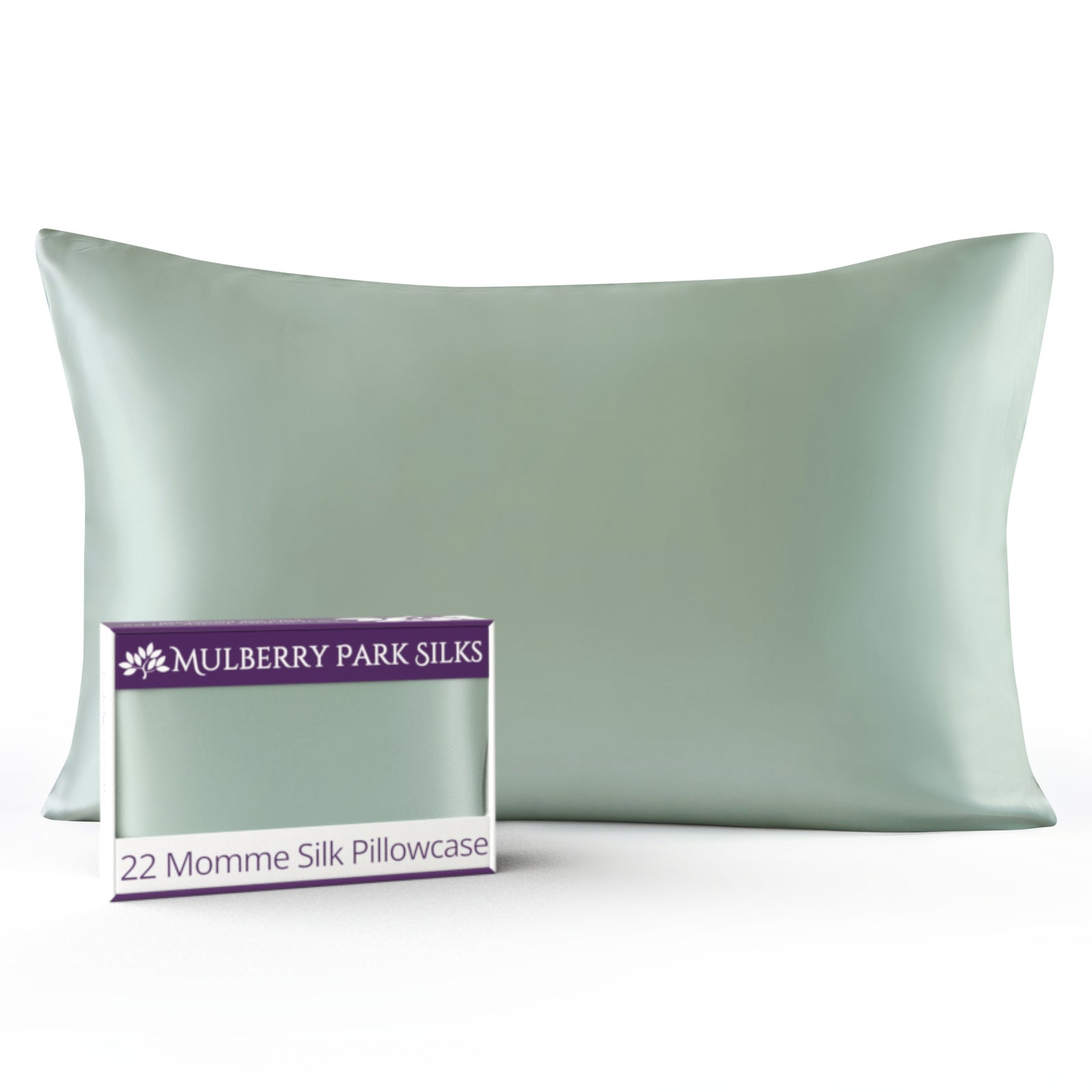 Sage 22 Momme 100% Silk Pillowcase by Mulberry Park Silks with luxurious, Smooth Feel