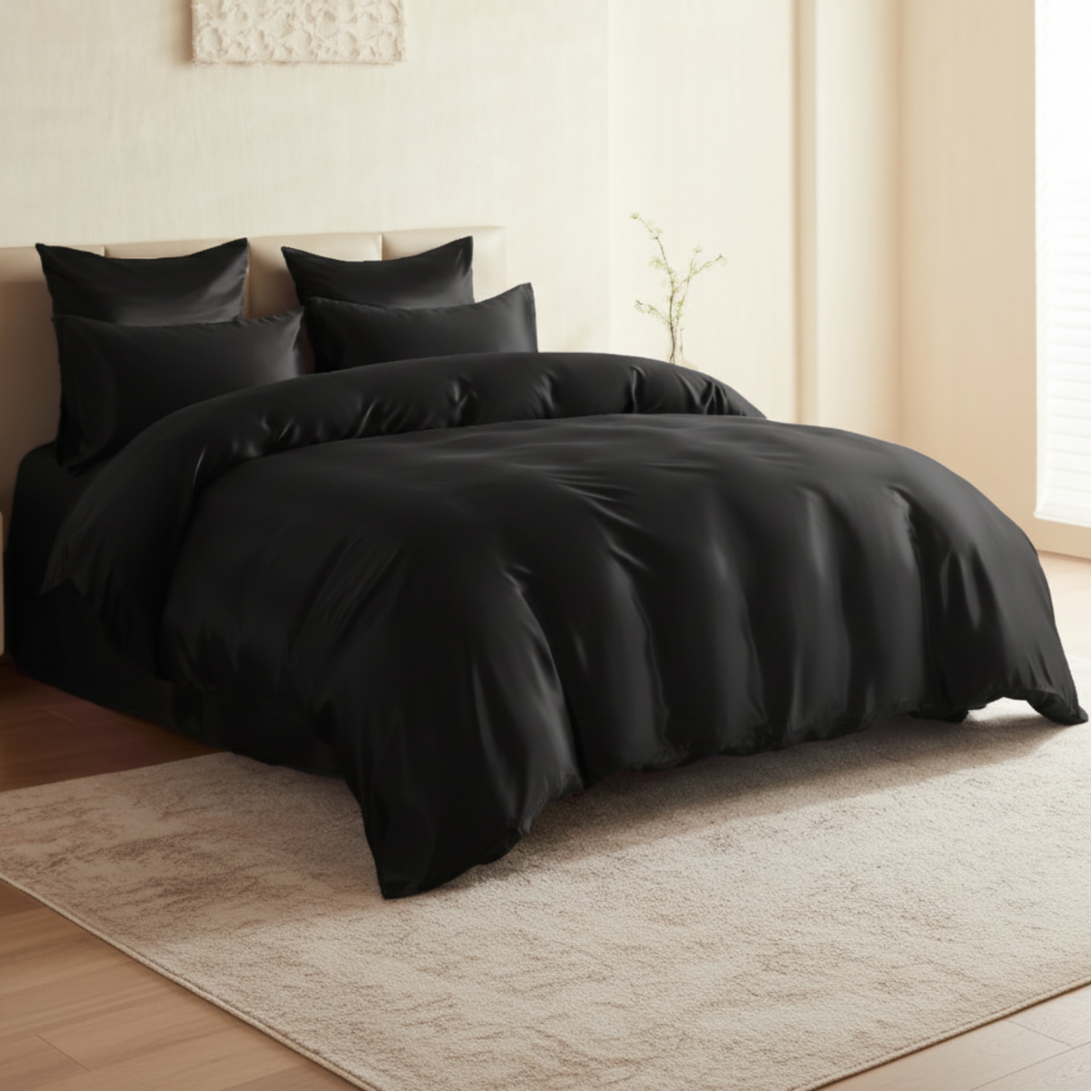 22 Momme Silk Duvet Cover - Black