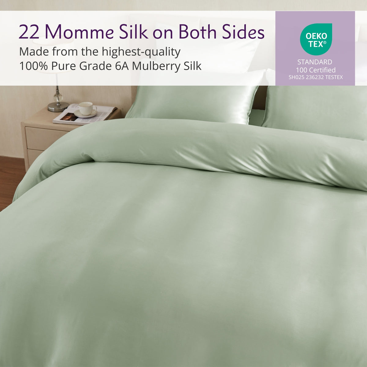 22 Momme Silk Duvet Cover - Sage