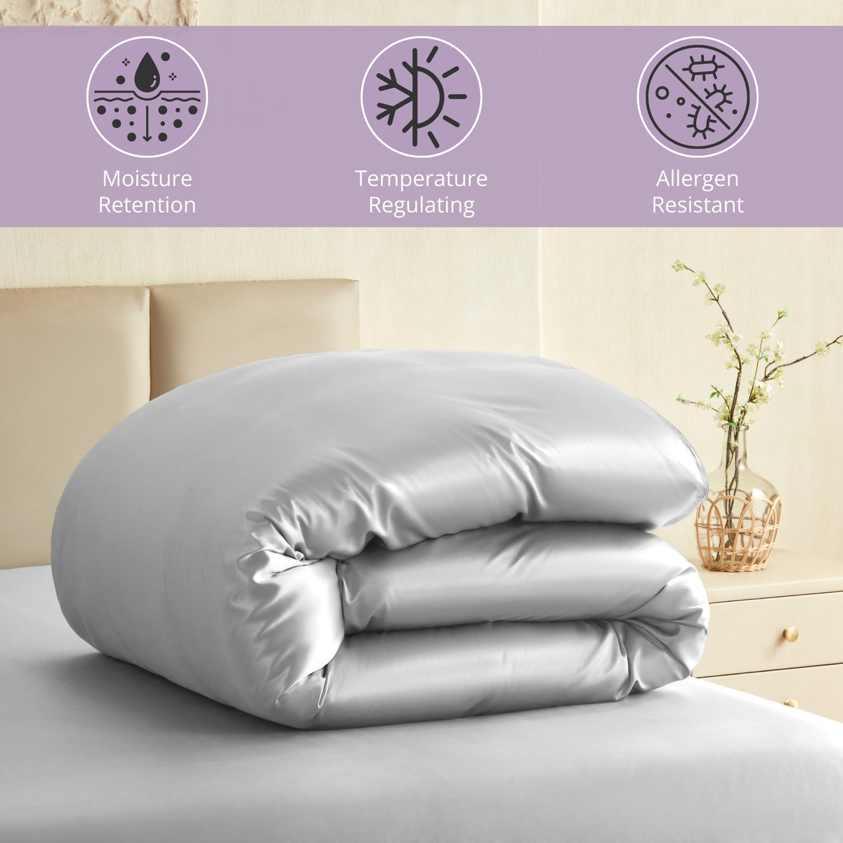 22 Momme Silk Duvet Cover - Silver