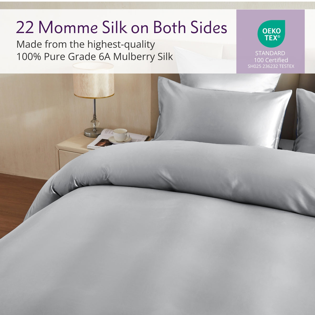 22 Momme Silk Duvet Cover - Silver