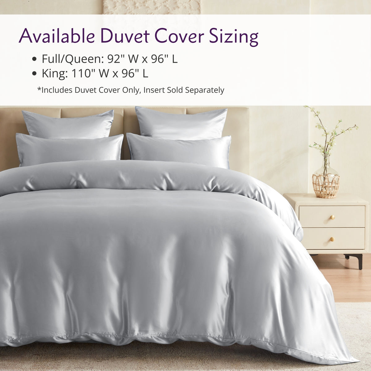 22 Momme Silk Duvet Cover - Silver