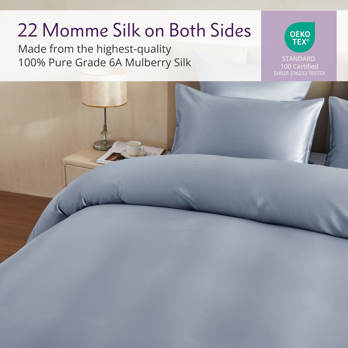 22 Momme Silk Duvet Cover - Steel Blue