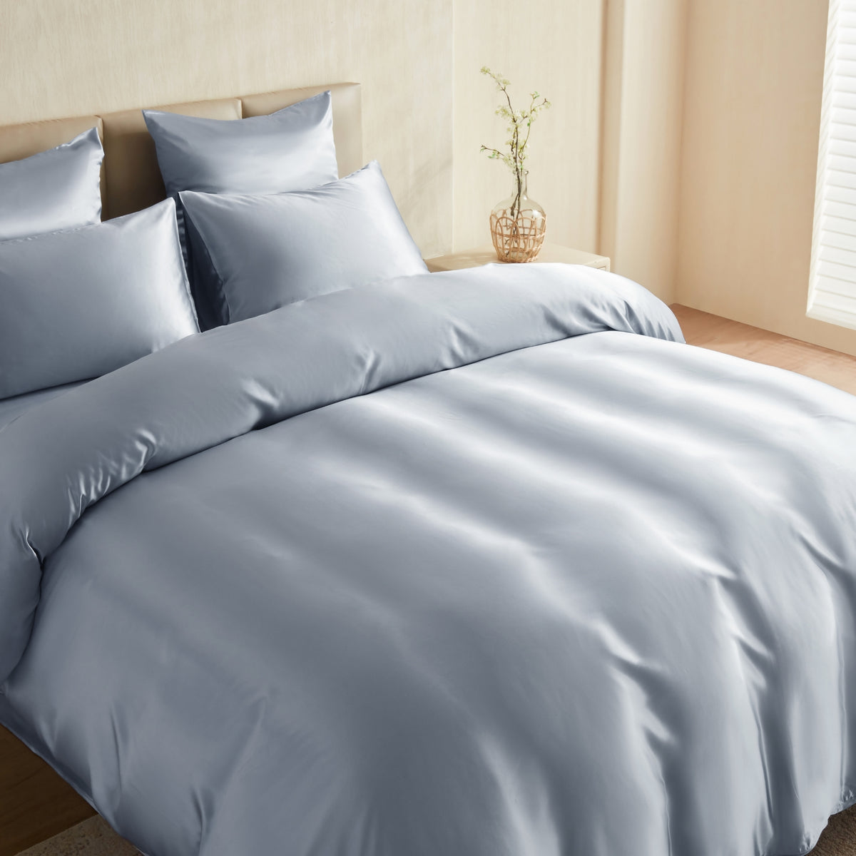22 Momme Silk Duvet Cover - Steel Blue