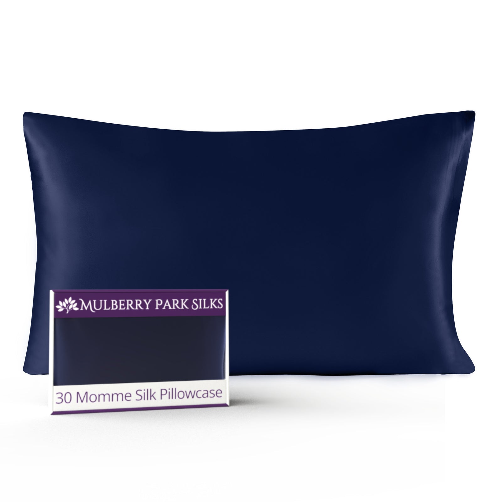 Navy 30 Momme 100% Silk Pillowcase by Mulberry Park Silks with luxurious, Smooth Feel