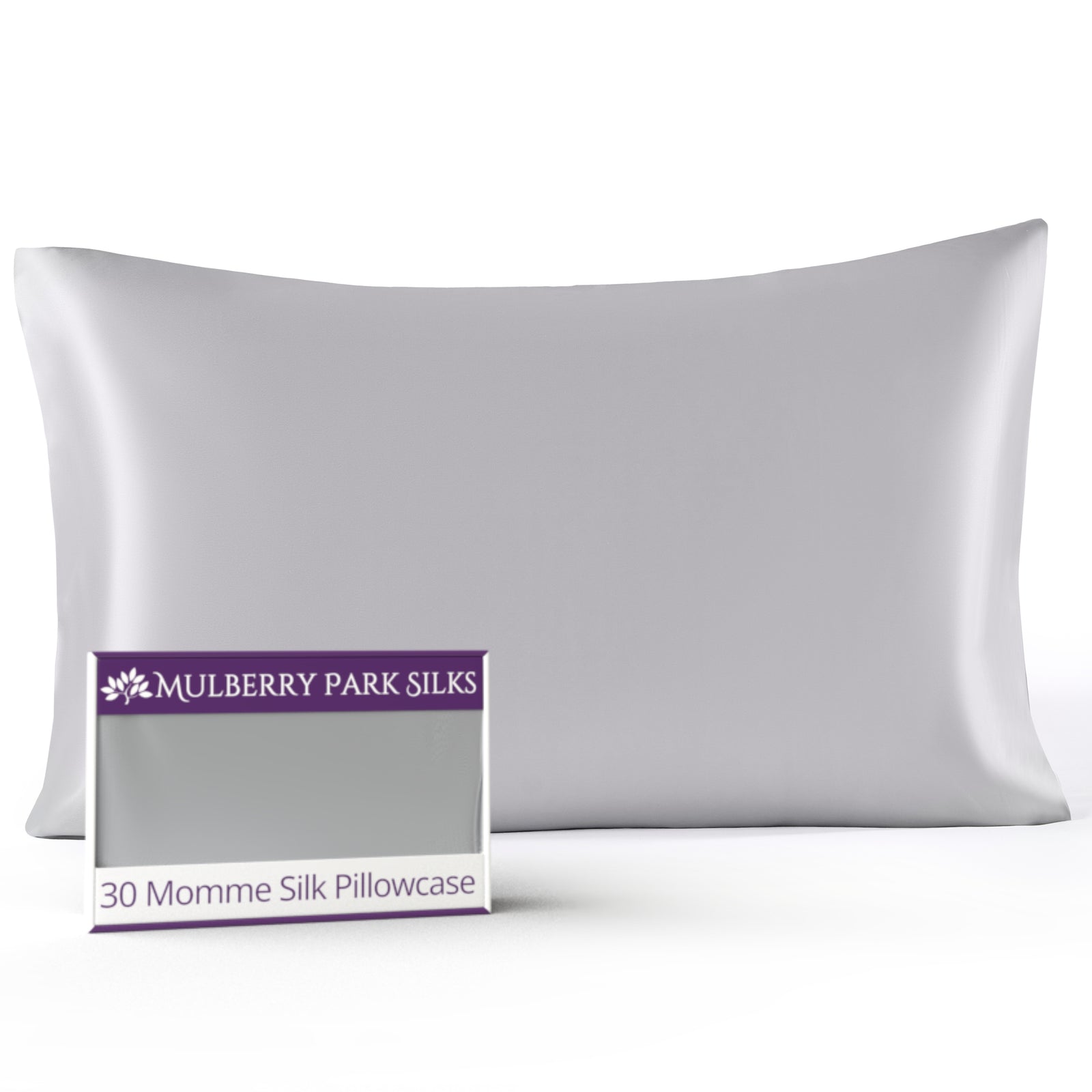 Silver 30 Momme 100% Silk Pillowcase by Mulberry Park Silks with luxurious, Smooth Feel