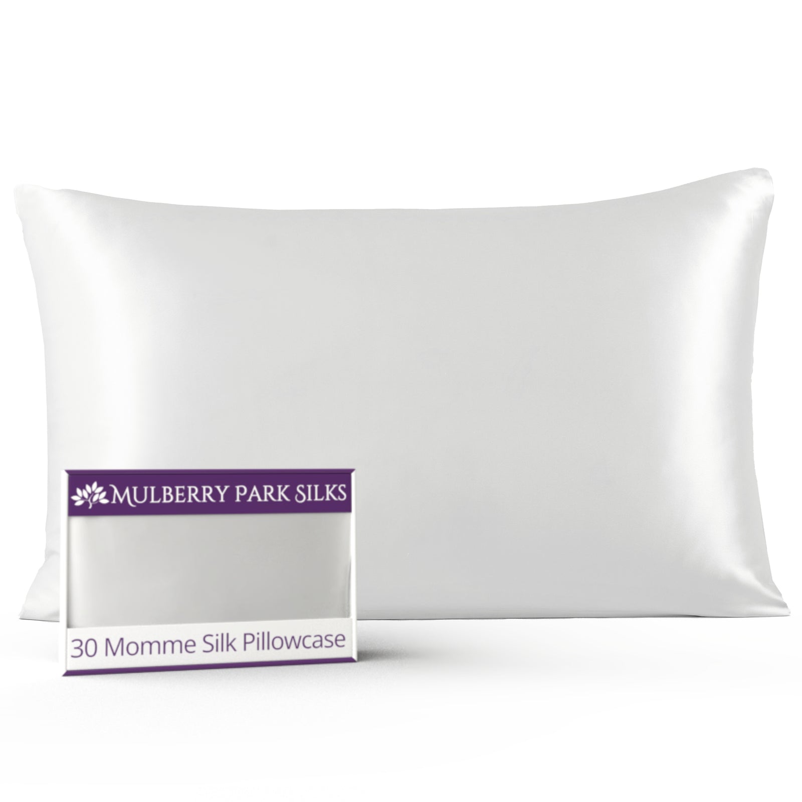 White 30 Momme 100% Silk Pillowcase by Mulberry Park Silks with luxurious, Smooth Feel