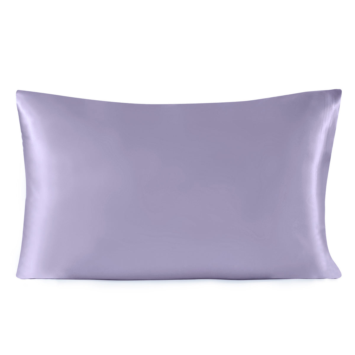 Lilac 19 momme silk pillowcase with a smooth, shiny finish for luxury, comfort, and better sleep