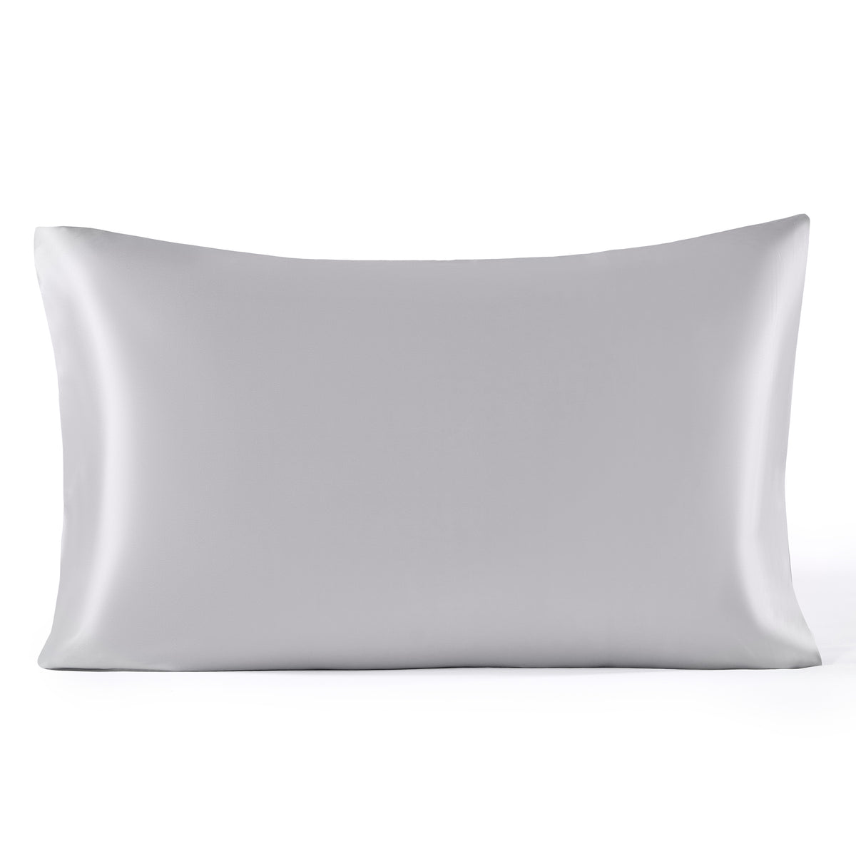 Silver 19 momme silk pillowcase with a smooth, shiny finish for luxury, comfort, and better sleep