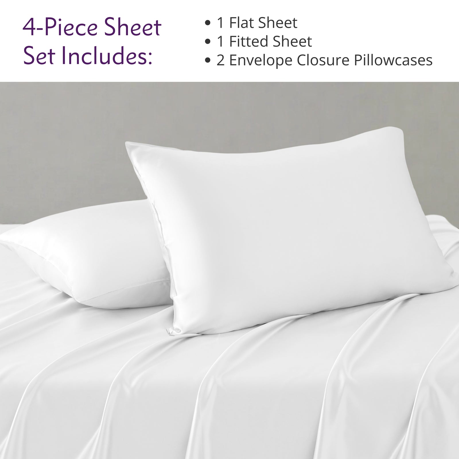 Luxurious 19 momme mulberry silk sheets with pillowcases, offering a soft, smooth, and glossy finish