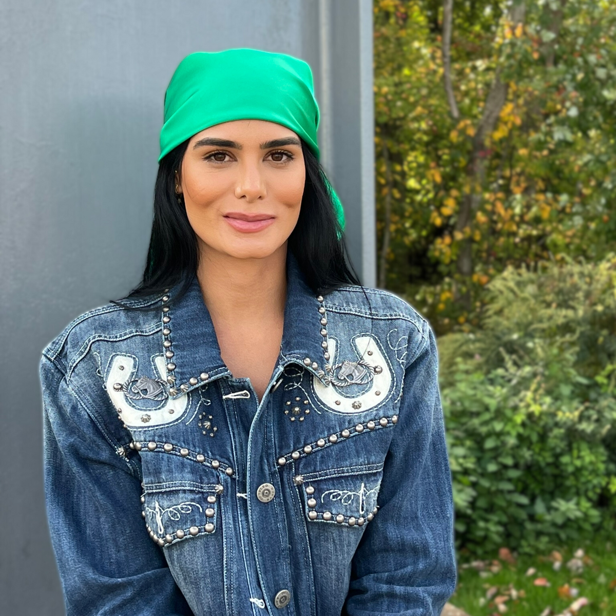 Silk Square Head Scarf - Emerald