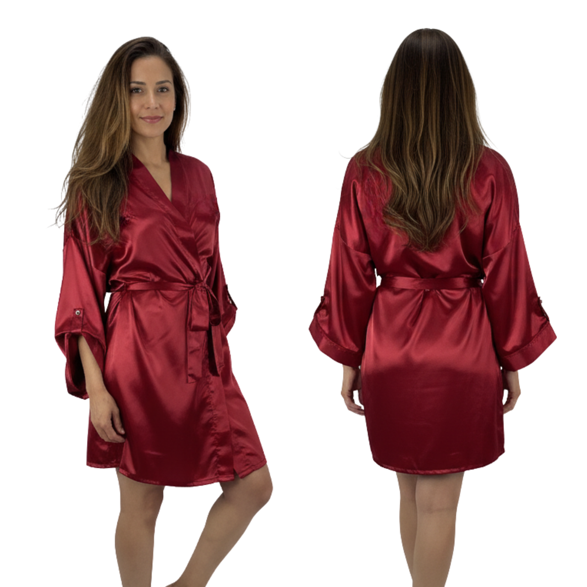 100% Pure Silk Robe - Cabernet