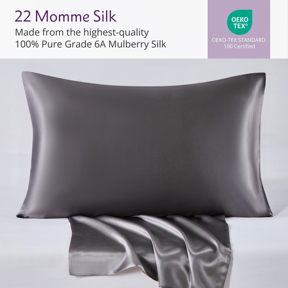 22 Momme Silk Pillowcase - Gunmetal