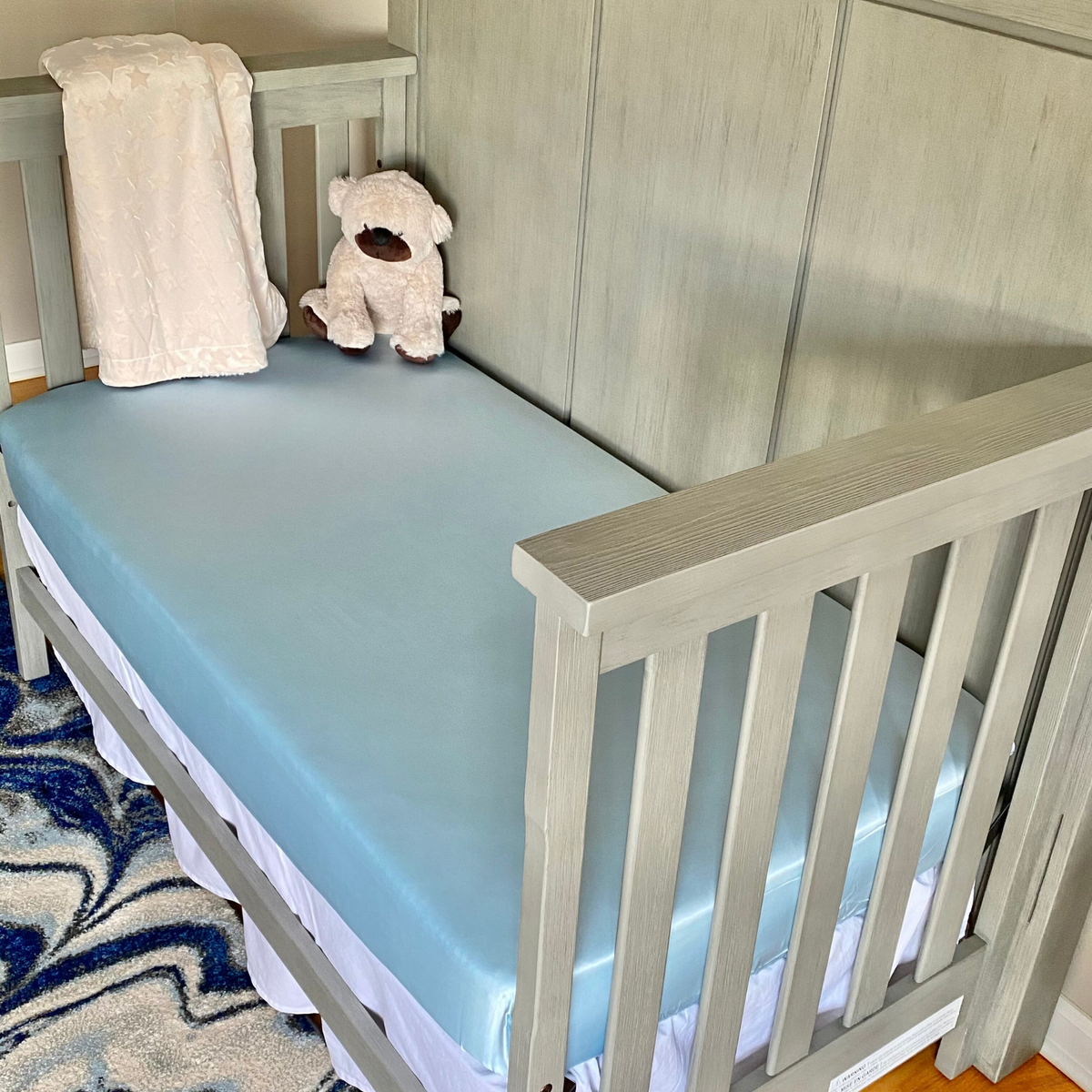 Silk Crib Fitted Sheet - Bedtime Blue