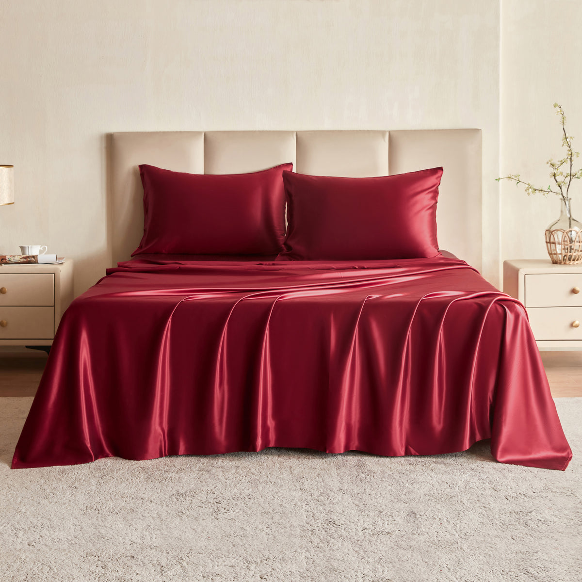 22 Momme Silk Flat Sheet - Cabernet