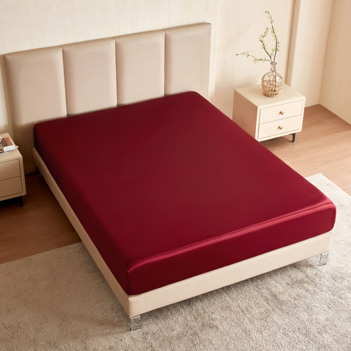 22 Momme Silk Fitted Sheet - Cabernet