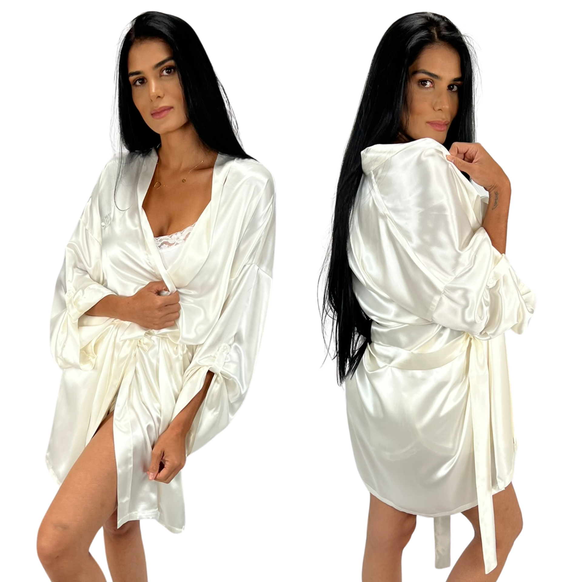 100 Pure Mulberry Silk Kimono Robe for Women 22 Momme Ivory