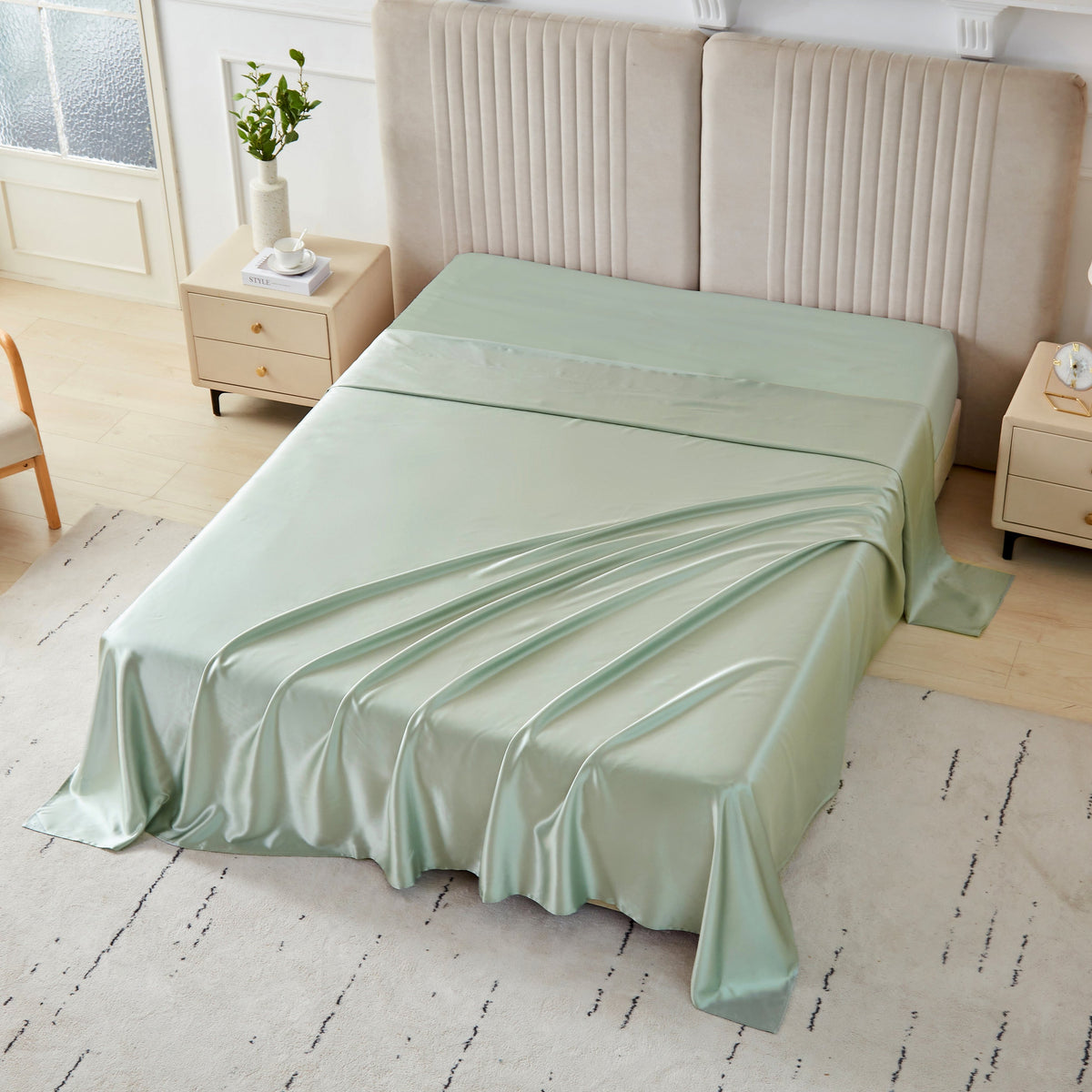 22 Momme Silk Flat Sheet - Sage