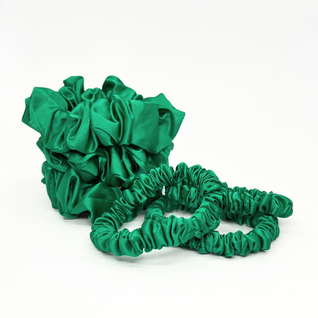 Silk Scrunchies - Emerald Green