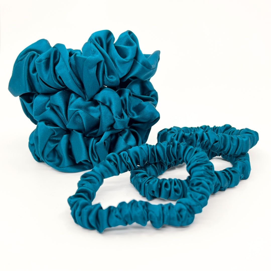 Silk Scrunchies - Marina Blue