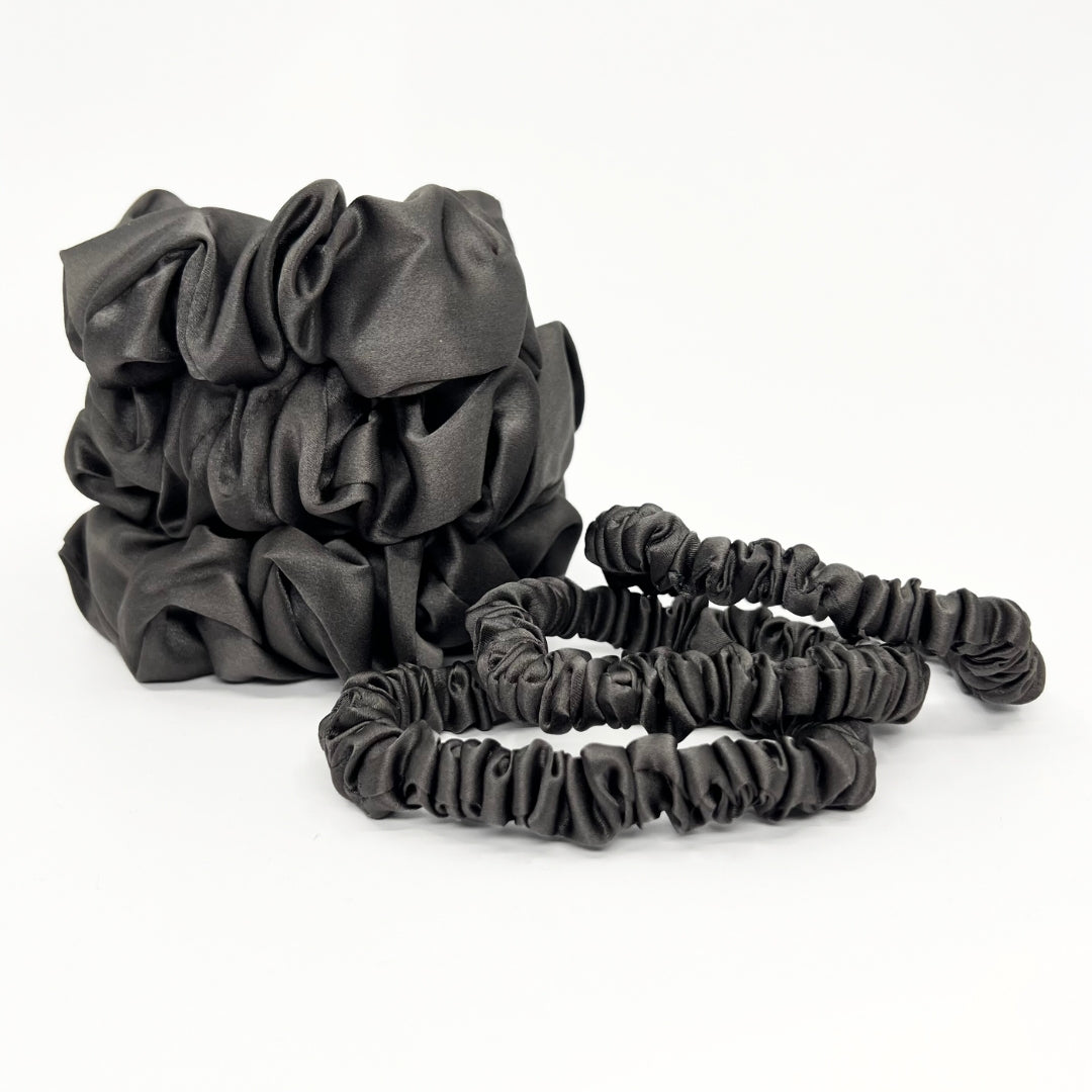 Silk Scrunchies - Storm Grey