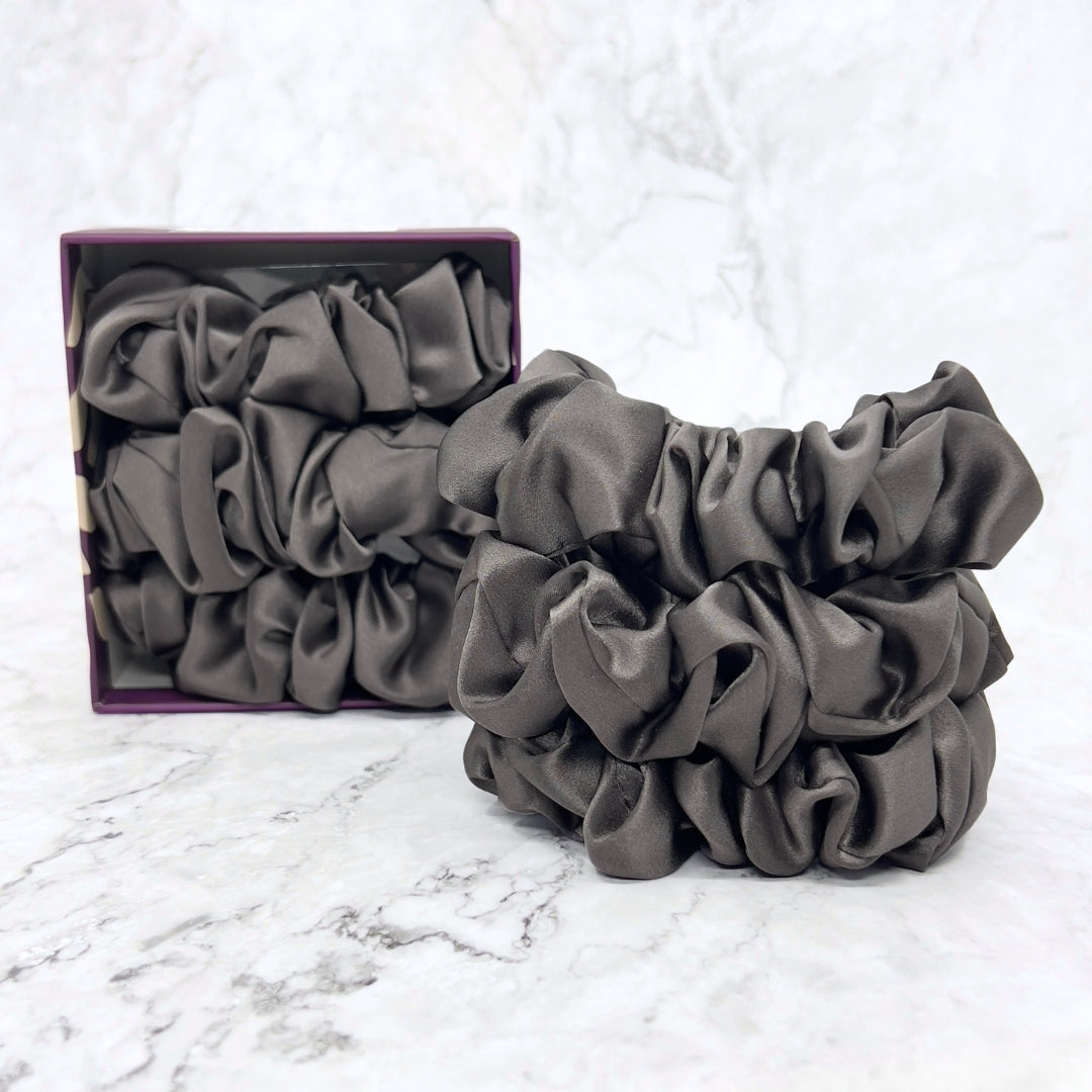 Silk Scrunchies - Storm Grey