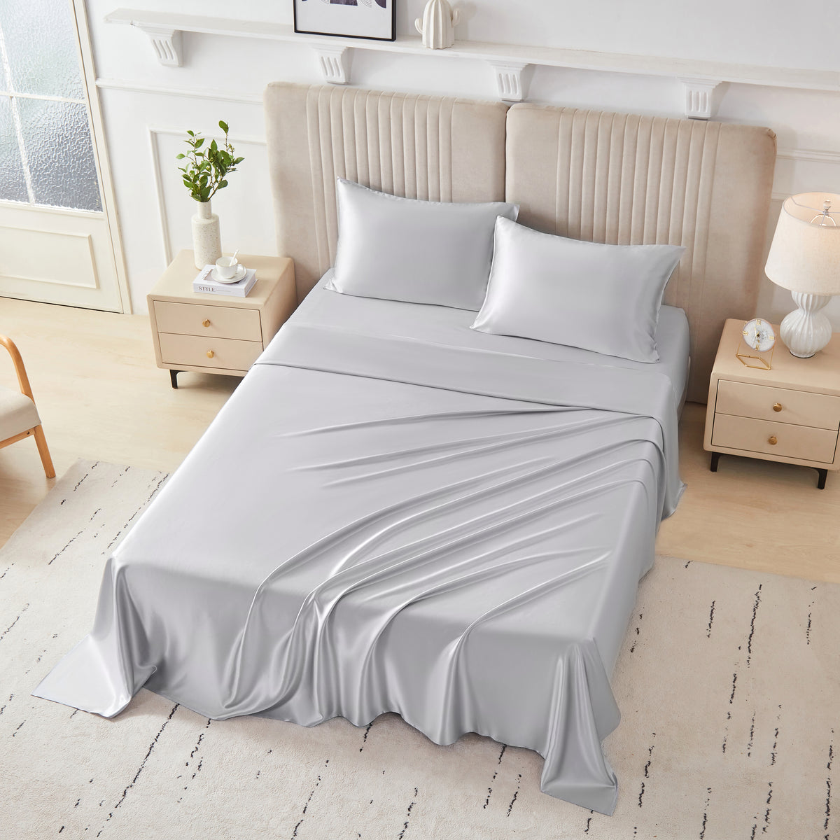 22 Momme Silk Flat Sheet - Silver