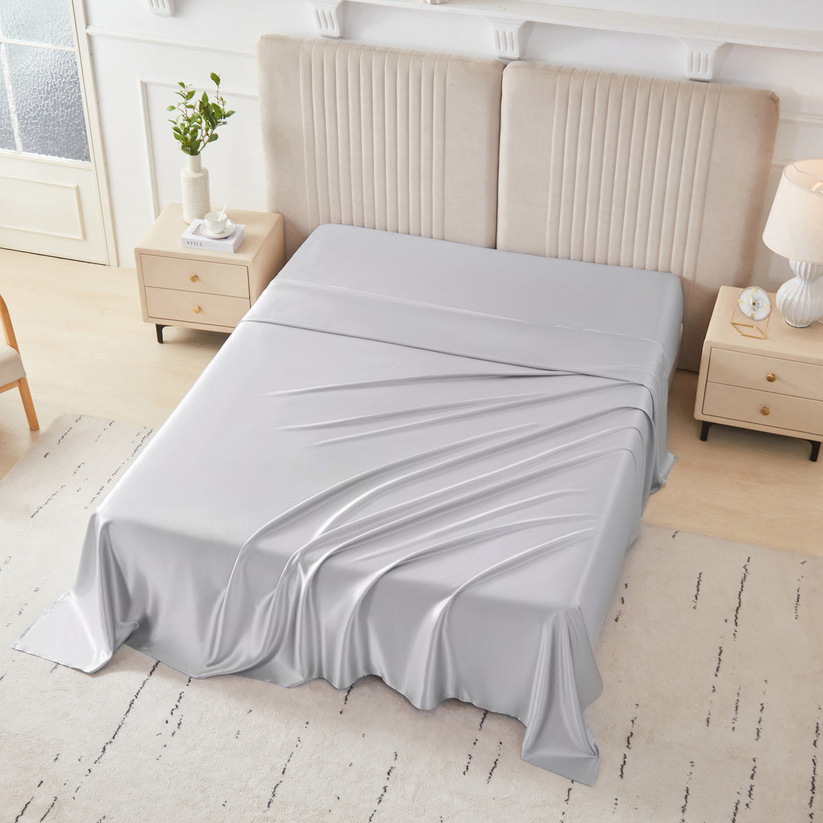 22 Momme Silk Flat Sheet - Silver