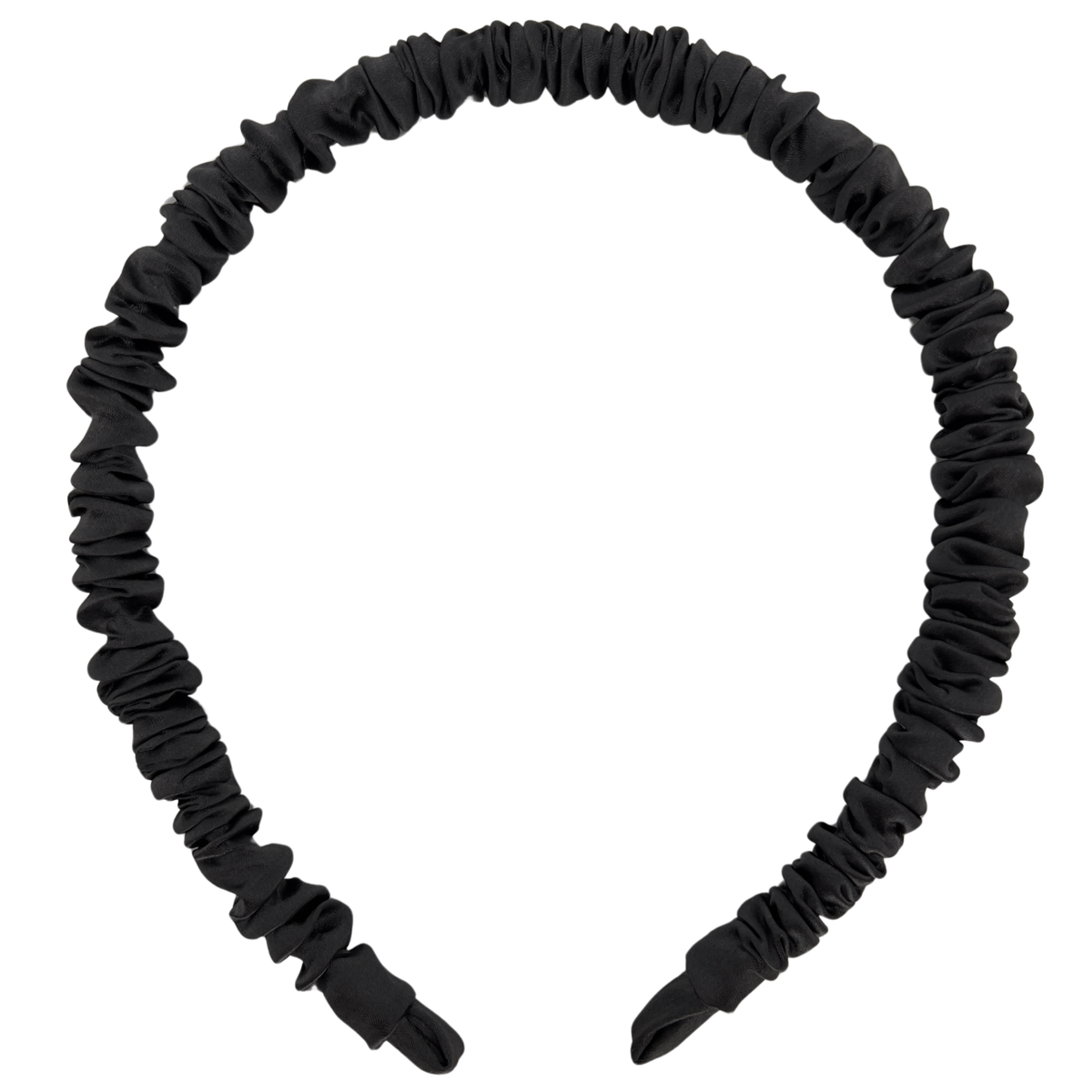 Silk Skinny Scrunched Headband - Black