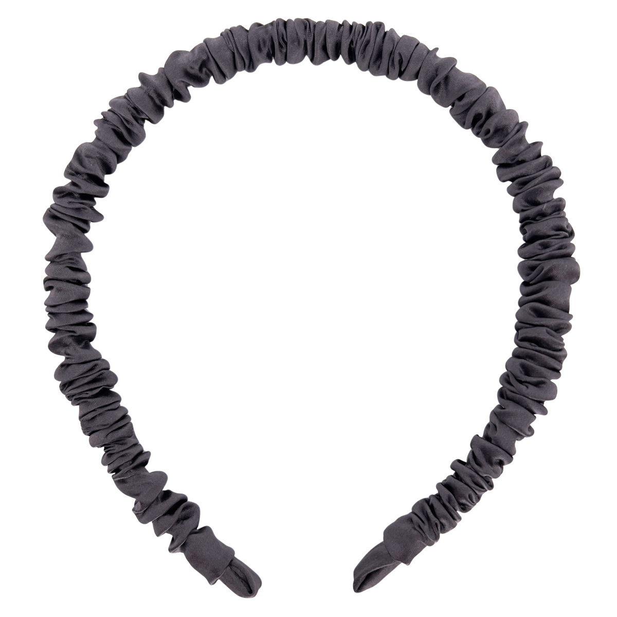Silk Skinny Scrunched Headband - Gunmetal