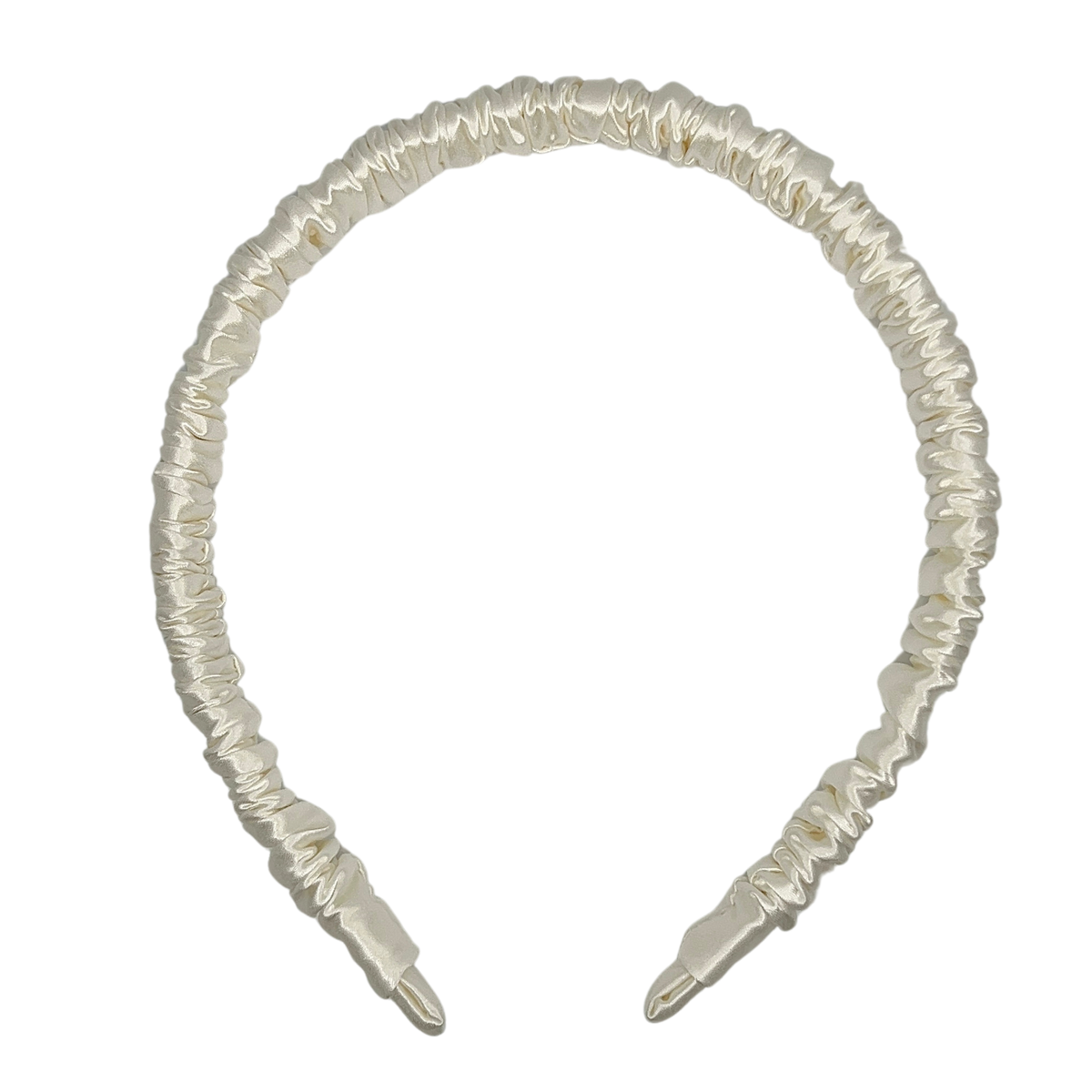 Silk Skinny Scrunched Headband - Natural Ivory