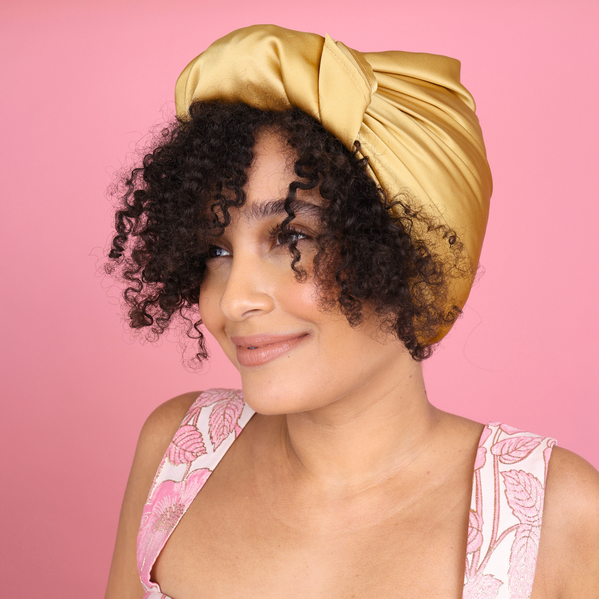 Silk Square Head Scarf - Gold