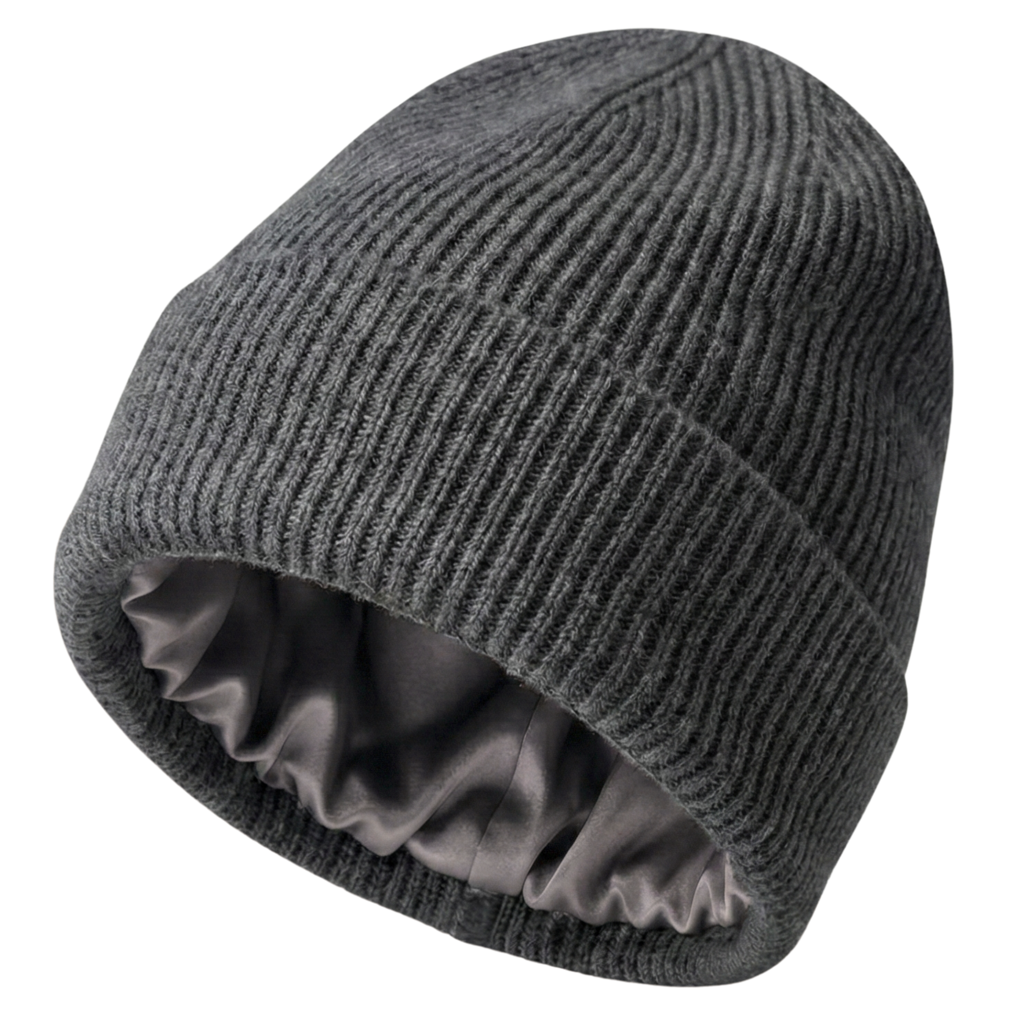 美品 chiiiibag Knit Beanie gray Grey Cable Knit Beanie w/Indigo Fox Pom - Adora Boutique 帽子