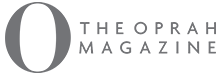 The Oprah Magazine logo features a large gray O with The Oprah Magazine in uppercase letters, evoking a silk-inspired elegance.