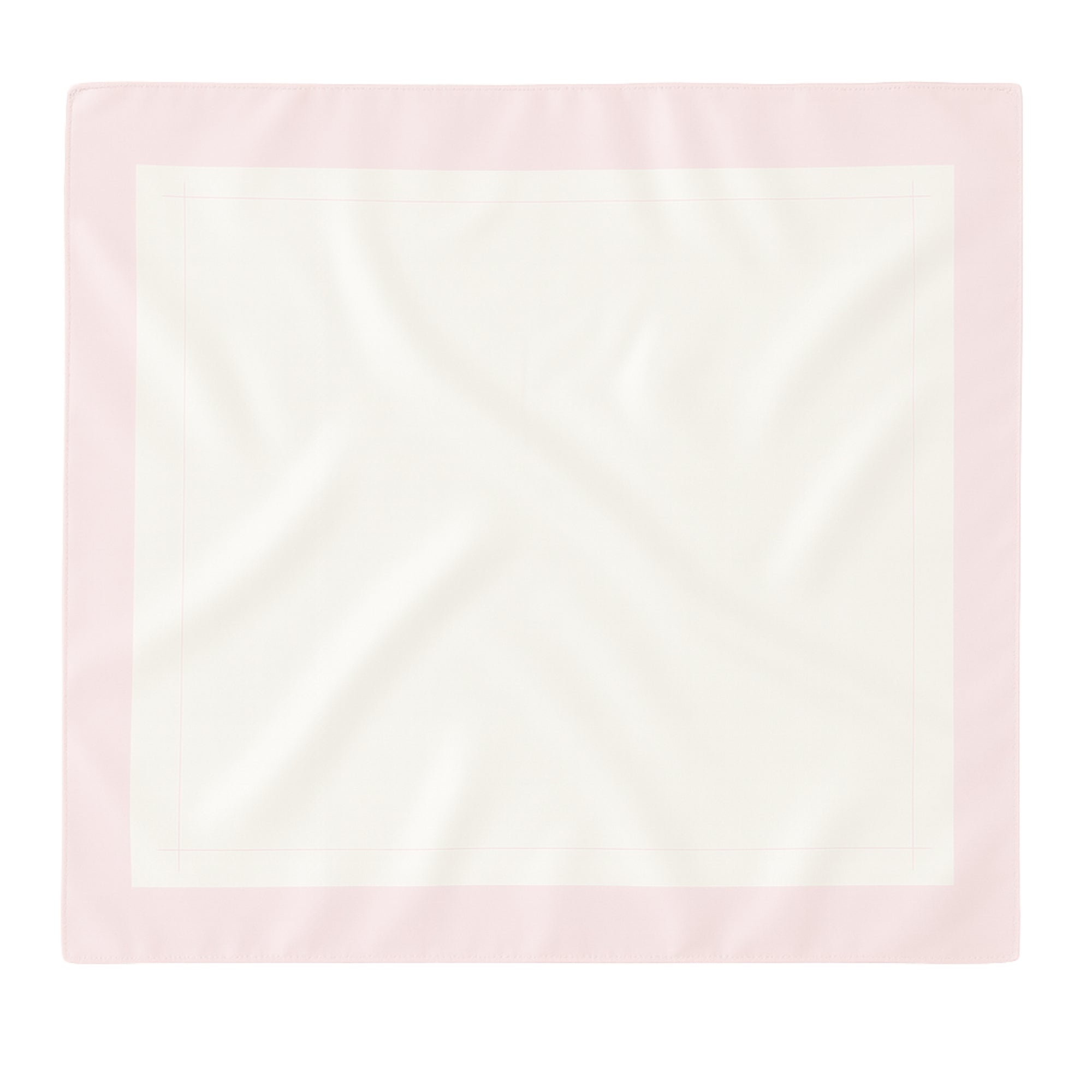 Pink/Ivory Silk Square Head Scarf by Mulberry Park Silks, featuring a cream center with a pale pink border, elegantly showcasing its luxurious 36 x 36 size.