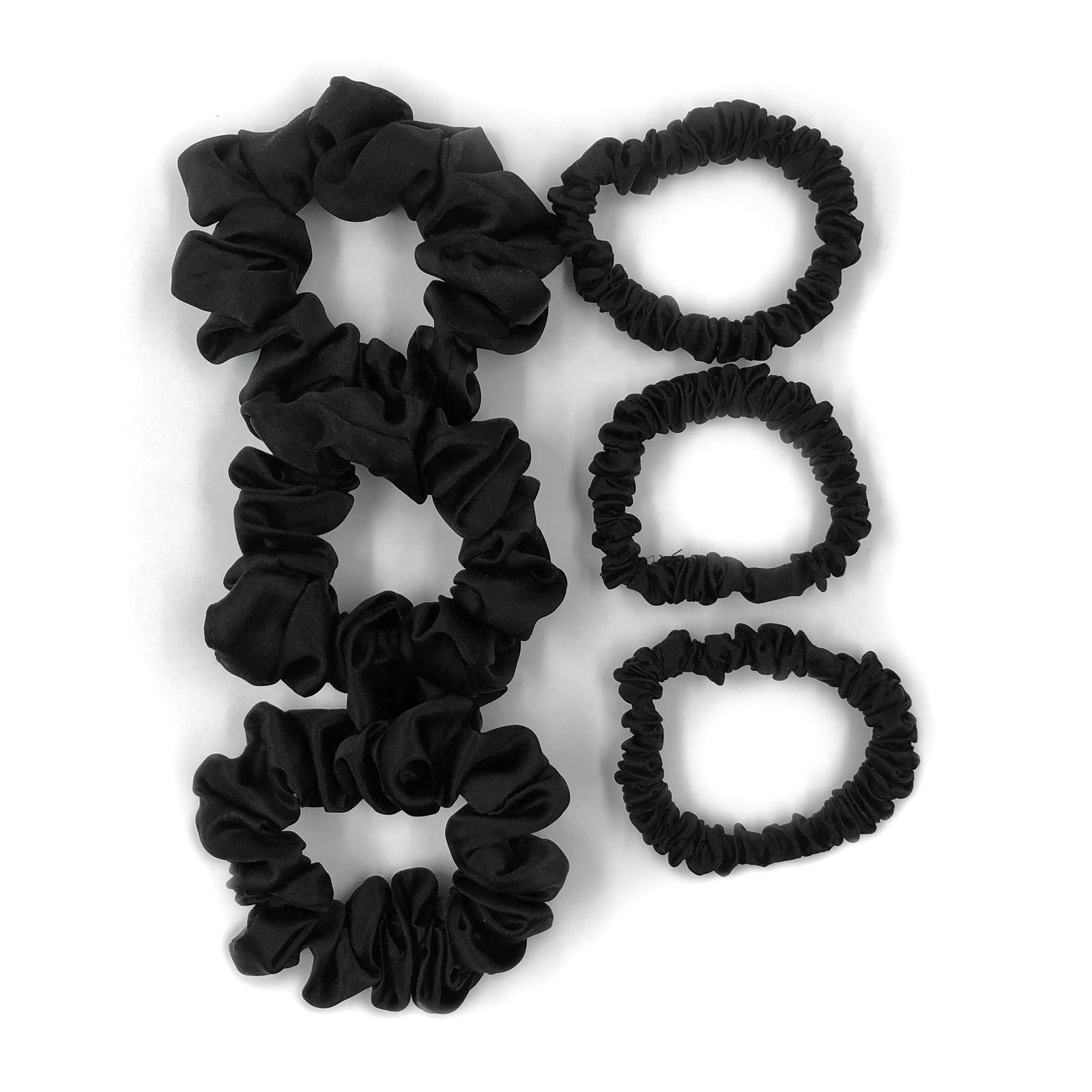  Mulberry Park Silks Silk Scrunchies - Midnight Black - Pure Mulberry Silk Top